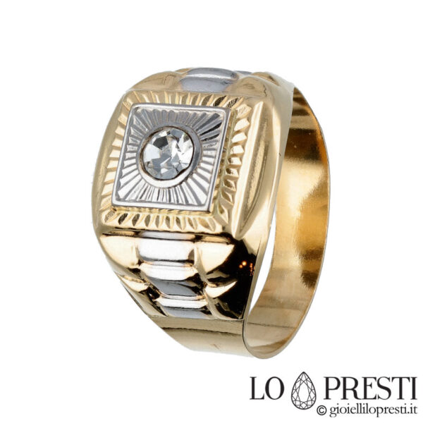 18kt gold solitaire chevaliere men's ring
