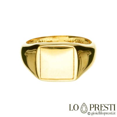 ring man woman chevalier pinky band yellow gold rounded square shiny