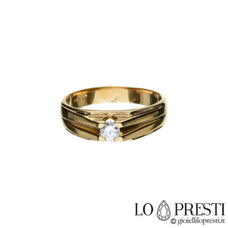 18kt yellow gold solitaire men's ring