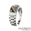 solitaire men's ring in 18kt white gold