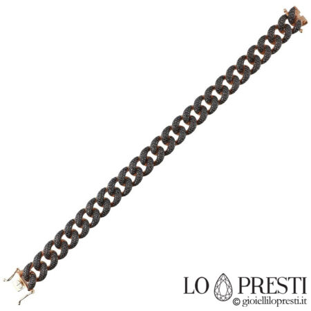 Groumetta men's bracelet in 18kt rose gold and black zircons