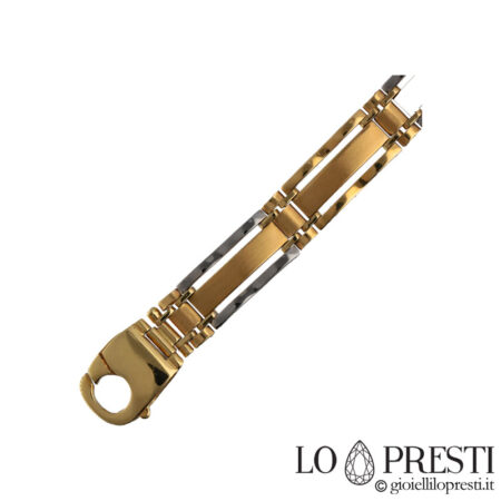 Men's rod bracelet in 18kt two-tone gold