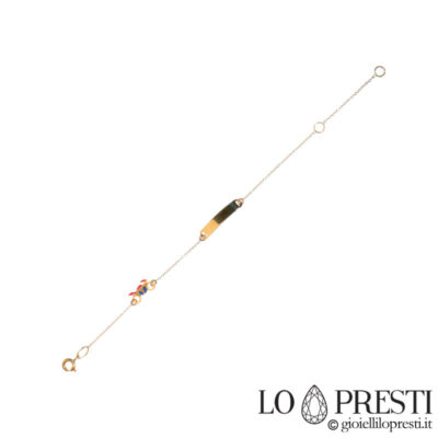 18kt yellow gold enamel baby bracelet with motorcycle