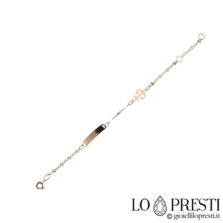 18kt yellow gold baby bracelet na may anchor