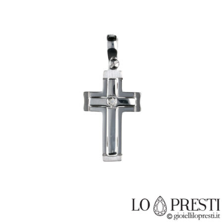 white gold cross with certified brilliant diamond