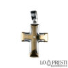 Croce moderna oro bicolore 18kt con diamante brillante