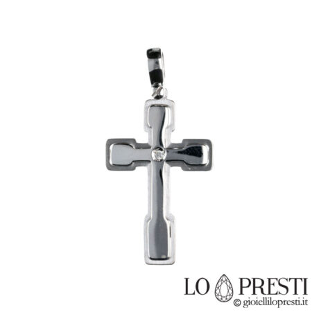 white gold cross and certified brilliant diamond