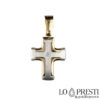 Modern two-tone 18kt gold cross with brilliant diamond
