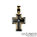 men's cross burnished in 18kt yellow gold and brilliant