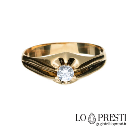 solitaire men's ring in 18kt yellow gold