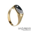 Satin and polished 18kt white and yellow gold oval men's chevaliere ring