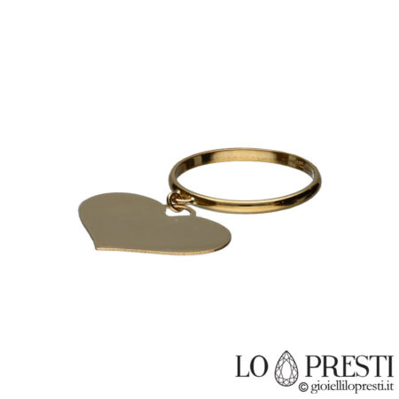 кольцо с подвеской в ​​форме сердца из желтого золота 18 карат