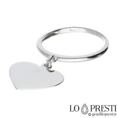 18kt white gold heart charms ring