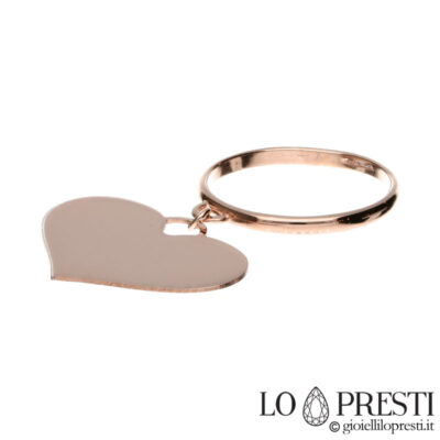 18kt rose gold heart charms ring