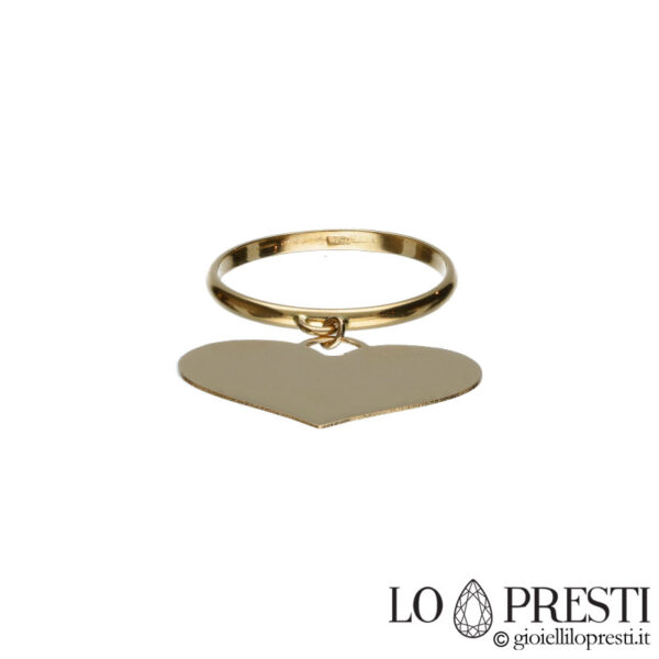 кольцо с подвеской в ​​форме сердца из желтого золота 18 карат