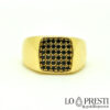 18kt yellow gold chevaliere ring with black zircons