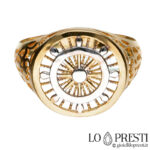 Rudder men's ring in 18kt white and yellow gold