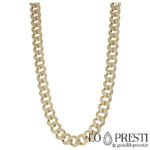 18kt yellow gold groumette mesh necklace with zircons