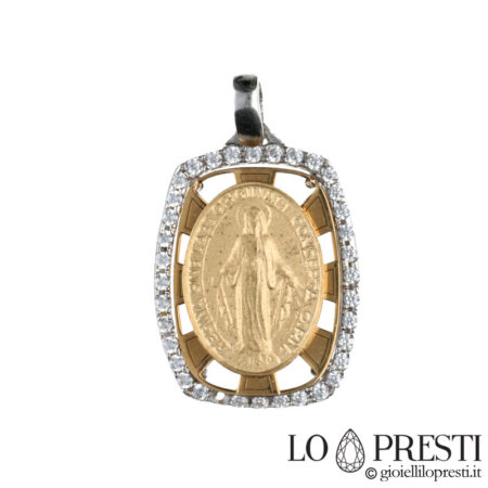Colgante medalla sagrada Inmaculada en oro de 18kt