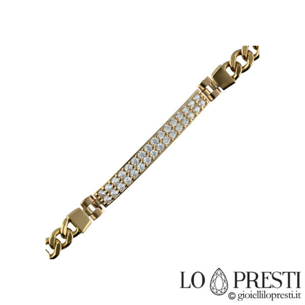 Herren-Grumetta-Armband mit Zirkonia aus 18-karätigem Gelbgold