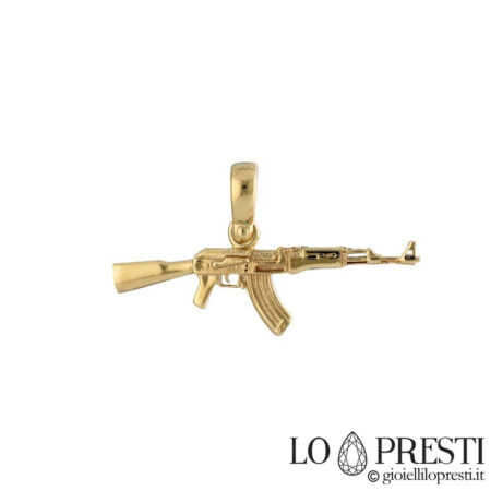 Pingente masculino Kalashnikov em ouro amarelo 18kt