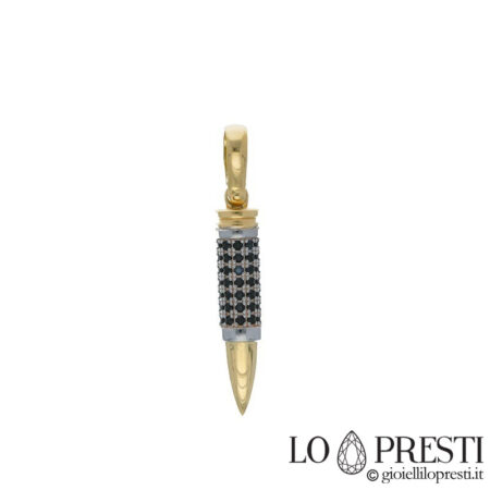 Bullet pendant in 18kt white and yellow gold
