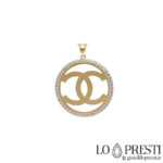 Chanel style pendant in 18kt yellow gold