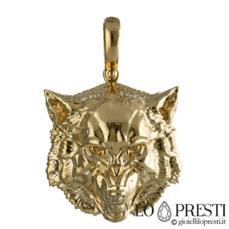 pendentif sculpture homme-loup en or jaune 18 carats