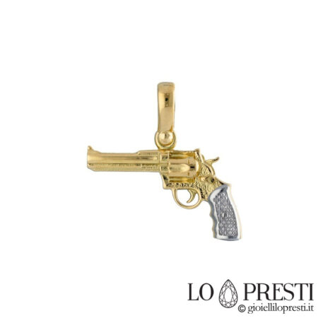 18-каратный золотой кулон-пистолет в виде мужского револьвера