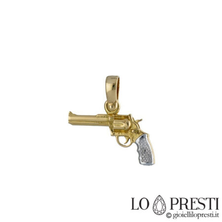 18-каратный золотой кулон-пистолет в виде мужского револьвера