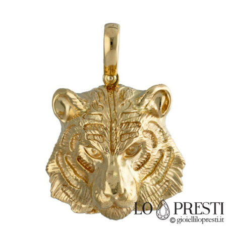 18kt yellow gold tiger man pendant