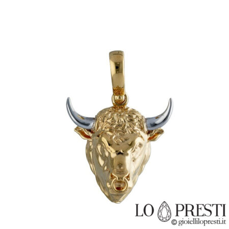 18kt gold bull man pendant