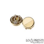 18kt yellow gold men's button covers with monogram engravings