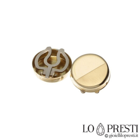 18kt yellow gold men's button covers with monogram engravings