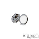 18kt white gold oval button covers with engraving