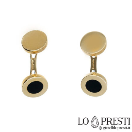 Men's cufflinks in 18kt yellow gold with onyx