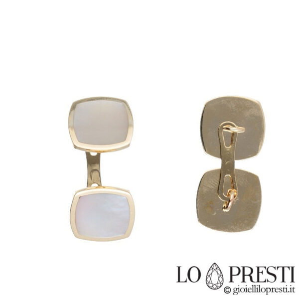 square cufflinks with 18kt yellow gold mother-of-pearl
