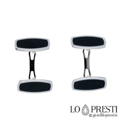 18kt white gold and onyx cufflinks