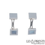 square cufflinks with 18kt white gold mother-of-pearl