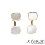 square cufflinks with 18kt yellow gold mother-of-pearl