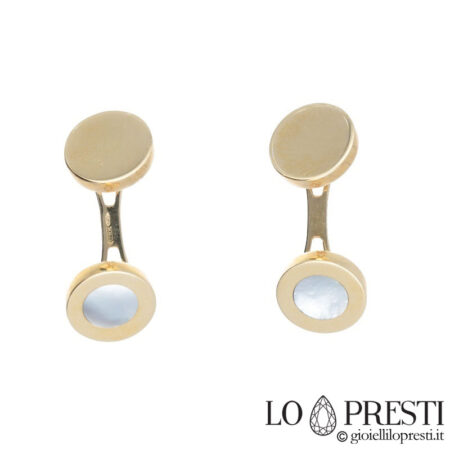round cufflinks with 18kt yellow gold mother of pearl