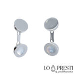 round cufflinks with 18kt white gold mother of pearl