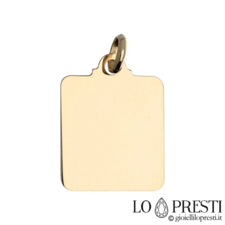 18kt yellow gold square medal to be engraved