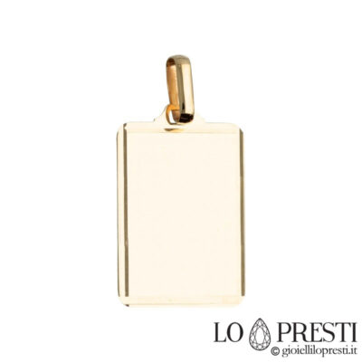 rectangular medal to engrave 18kt yellow gold
