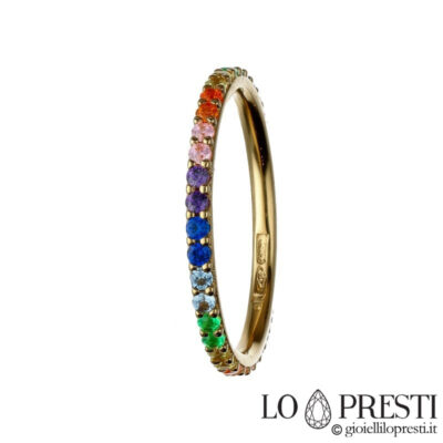 18kt yellow gold multicolor zircons ring