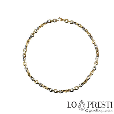 18kt white and yellow gold chain link necklace for women