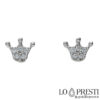 18kt white gold crown earrings with zircon