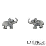 Boucles d'oreilles éléphant en or blanc 18 carats avec zircon