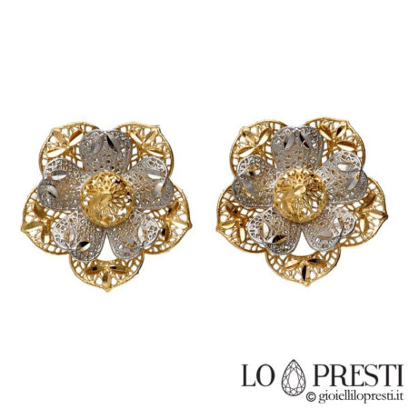 women's flower earrings in 18kt gold