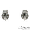 owl earrings in 18kt white gold and zircon